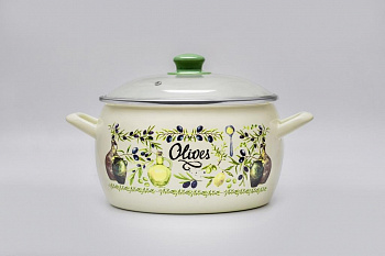 Кастрюля глубокая эмалированная со стеклянной крышкой, 7.5 л