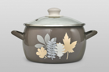 Кастрюля глубокая эмалированная со стеклянной крышкой, 7.9 л