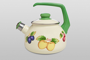 Чайник эмалированный с бакелитовой ручкой, со свистком, 2.5 л