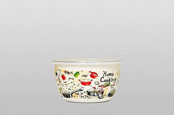 Миска эмалированная без ручек с пластиковой крышкой, 1.7 л