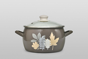 Кастрюля глубокая эмалированная со стеклянной крышкой, 3.3 л