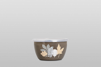 Миска эмалированная без ручек с пластиковой крышкой, 1.1 л