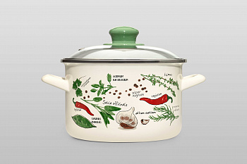 Кастрюля глубокая эмалированная со стеклянной крышкой, 5 л