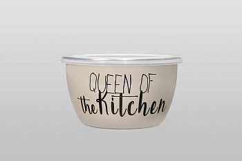 Миска эмалированная без ручек с пластиковой крышкой, 2.4 л