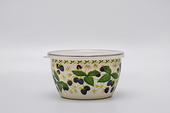 Миска эмалированная без ручек с пластиковой крышкой, 2.4 л