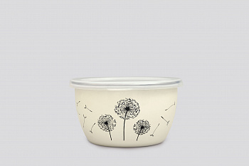 Миска эмалированная без ручек с пластиковой крышкой, 2.4 л