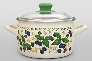 Кастрюля глубокая эмалированная со стеклянной крышкой, 7.9 л