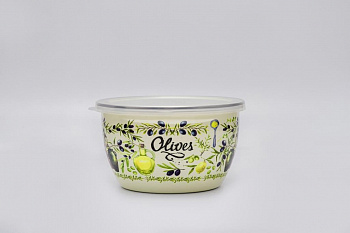 Миска эмалированная без ручек с пластиковой крышкой, 2.45 л