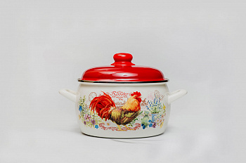 Кастрюля глубокая эмалированная с металлической крышкой, 4 л