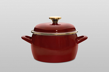 Кастрюля глубокая эмалированная с металлической крышкой, 3.1 л
