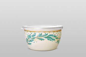 Миска эмалированная без ручек с пластиковой крышкой, 2.4 л