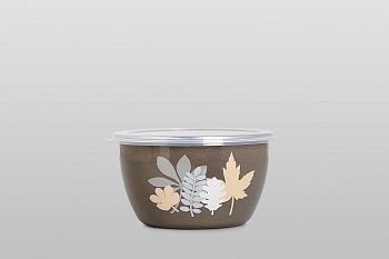 Миска эмалированная без ручек с пластиковой крышкой, 1.7 л