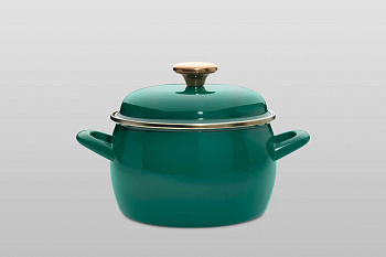 Кастрюля глубокая эмалированная с металлической крышкой, 3.3 л